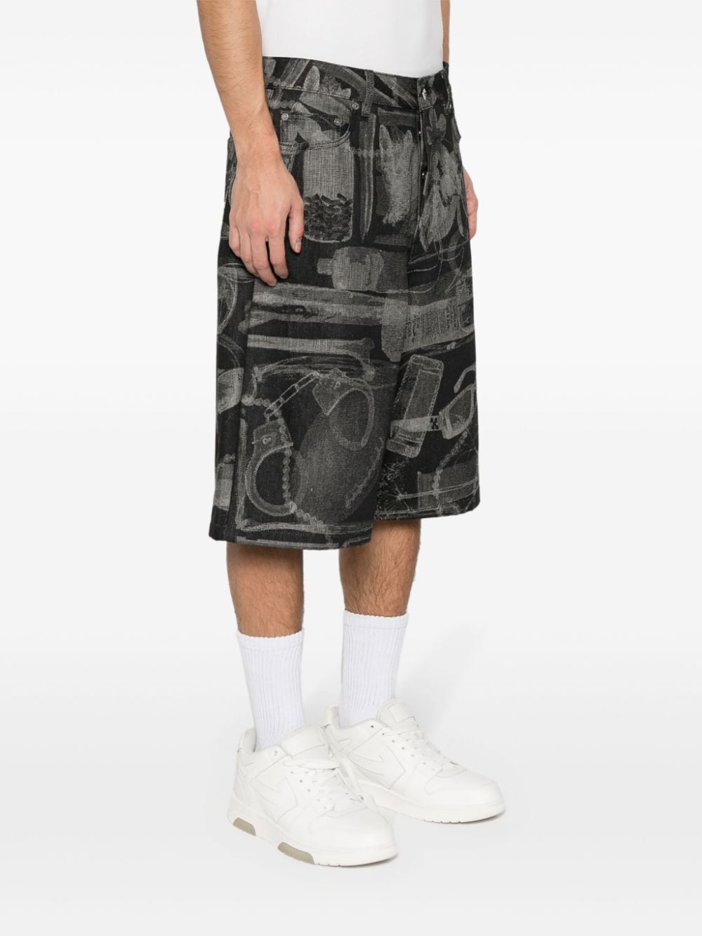 Off-White Xray shorts met jacquard Zwart