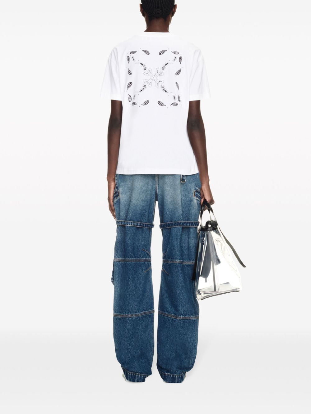 Shop Off-white Arrow-embroidered Cotton T-shirt In White