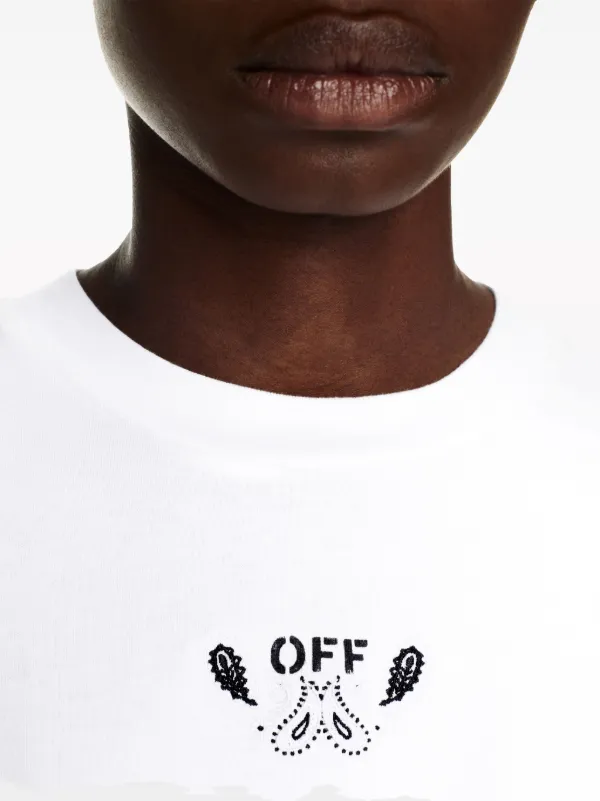 Off-White Arrow-embroidered Cotton T-shirt | White | FARFETCH