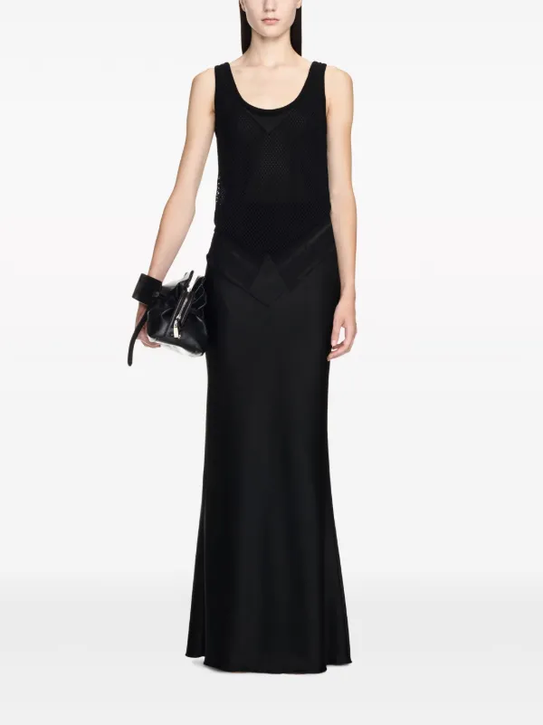 Off-White lace-panel Satin Maxi Dress | Black | FARFETCH AO