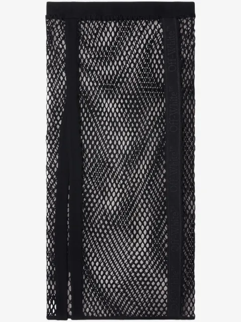 Off-White logo-tape mesh skirt