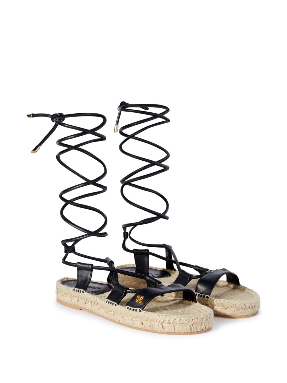 Shop Off-white Arrows-plaque Lace-up Espadrilles In Schwarz