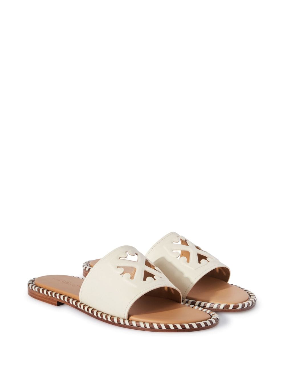 Off-White Leren slippers - Wit