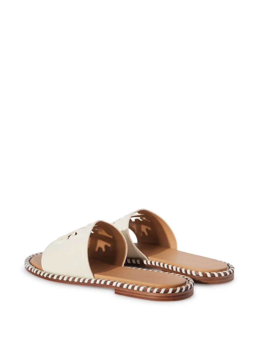 Off-white Twist Arrow-embossed Leather Slides In White