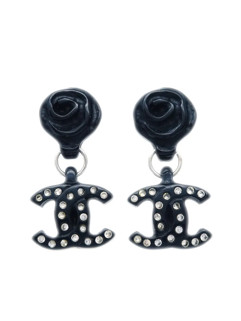 2002 CC rhinestone-embellished dangle earrings