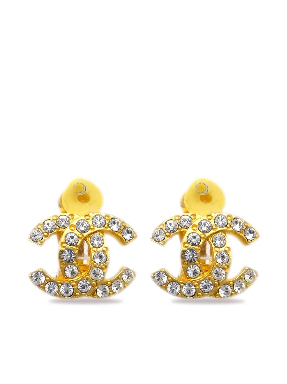 2002 CC rhinestone-embellished clip-on earrings
