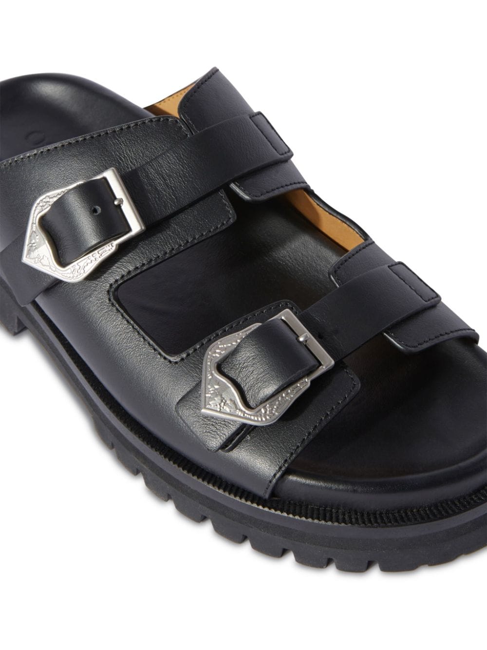 Shop Off-white Bulk Arrow Leather Sandals In Black