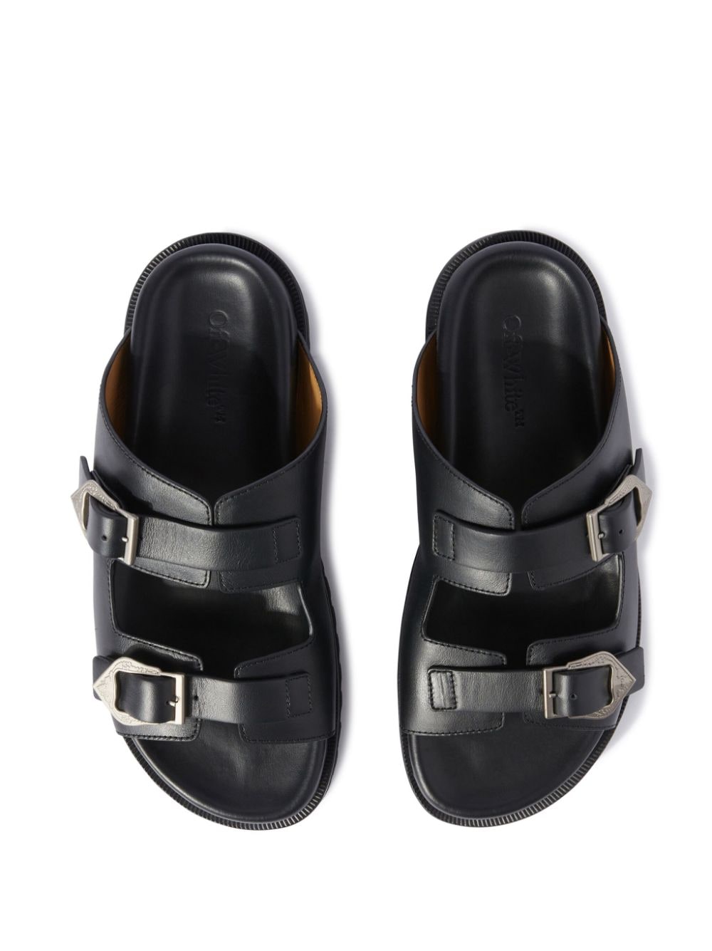 Shop Off-white Bulk Arrow Leather Sandals In Black