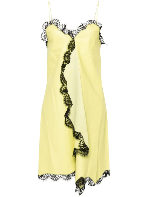 Haute Couture Moschino Dresses Uk Off-White Leather Lace Dress Yellow
