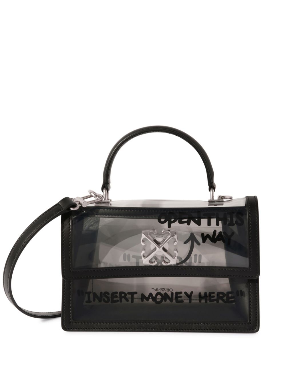 Off-white Jitney 1.4 Transparent-design Tote Bag In 黑色
