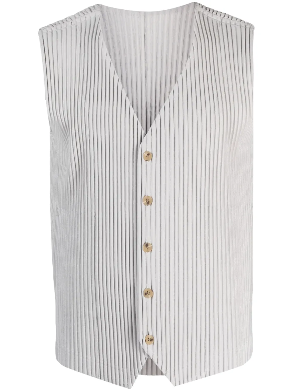 Issey Miyake Pleated Single-breasted Waistcoat In Grey