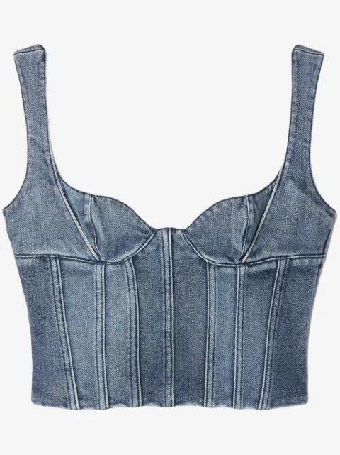 Off-White cropped bustier-top i denim