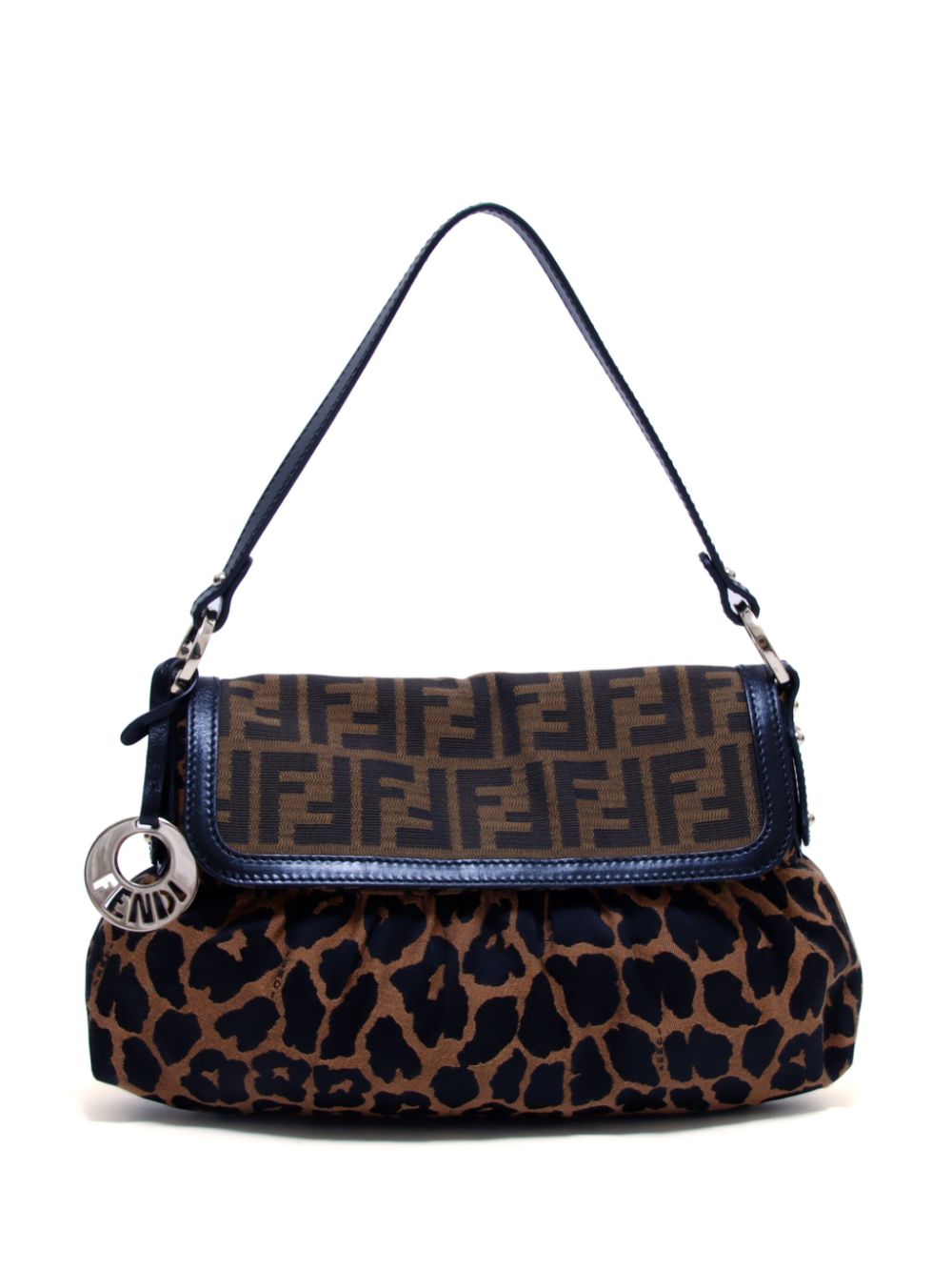 Pre-owned Fendi Zucca Leopard Shoulder Bag In Brown