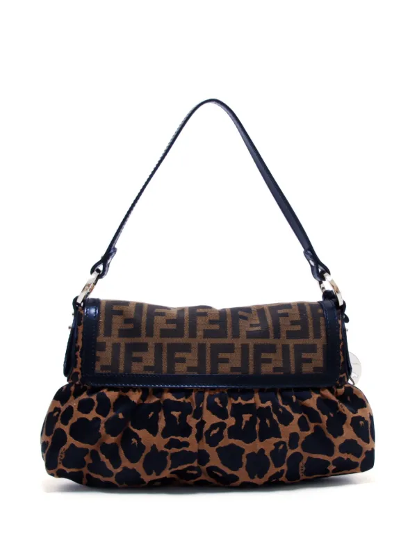 Fendi Pre Owned Zucca Leopard Shoulder Bag Farfetch