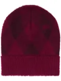 Burberry intarsia-knit logo argyle checked beanie - Red