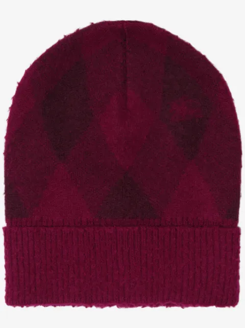 Burberry intarsia-knit logo argyle checked beanie