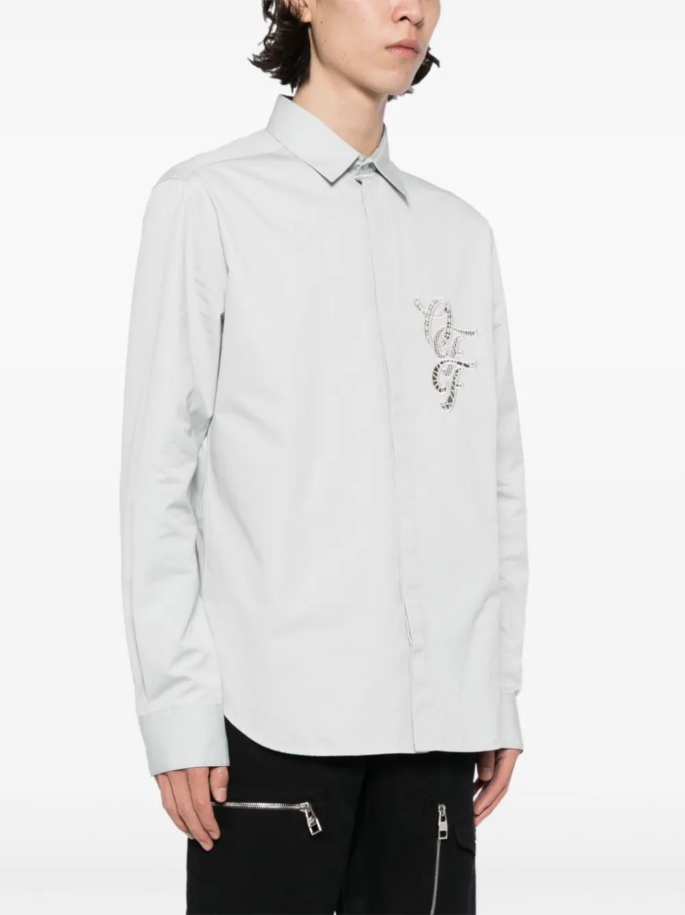 Off-White Overhemd met geborduurd logo Grijs
