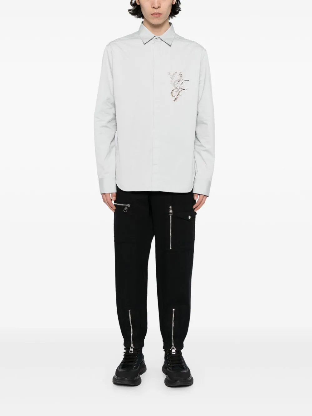 Off-White Overhemd met geborduurd logo Grijs
