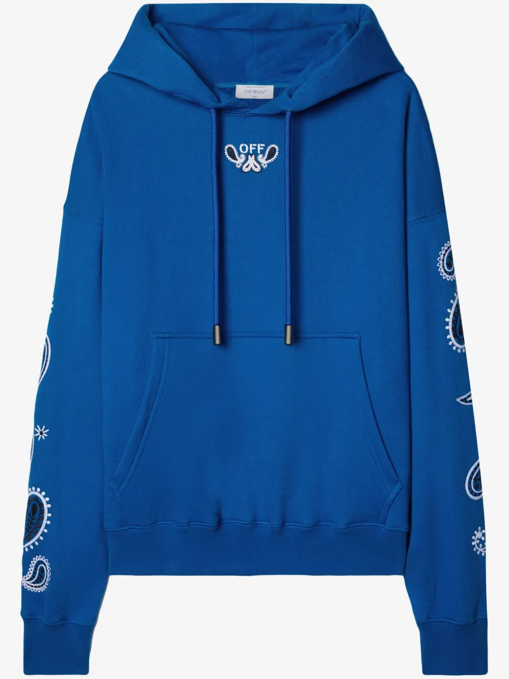 Off-White bandana-embroidered cotton hoodie | Blue | Image 1