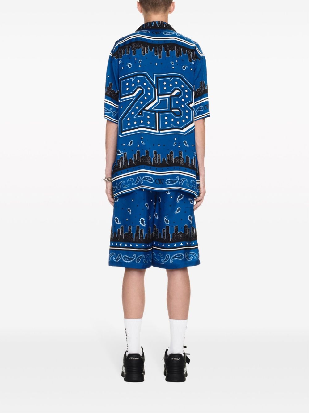 Shop Off-white Bandana Paisley-print Shorts In Blue