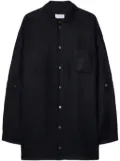 Off-White logo-embroidered panelled linen shirt jacket - Black