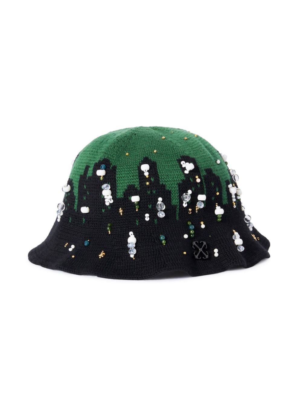 Shop Off-white Palaces Beaded Crochet Bucket Hat In 黑色