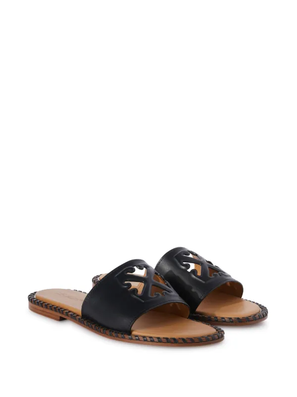 Off-White Twist Arrow-embossed Leather Slides | Black | FARFETCH