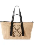 Off-White Arrows raffia tote bag - Neutrals