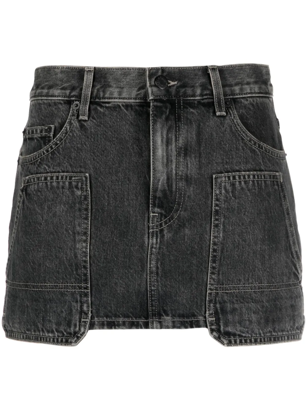 Helmut Lang Black Carpenter Denim Miniskirt In Grey