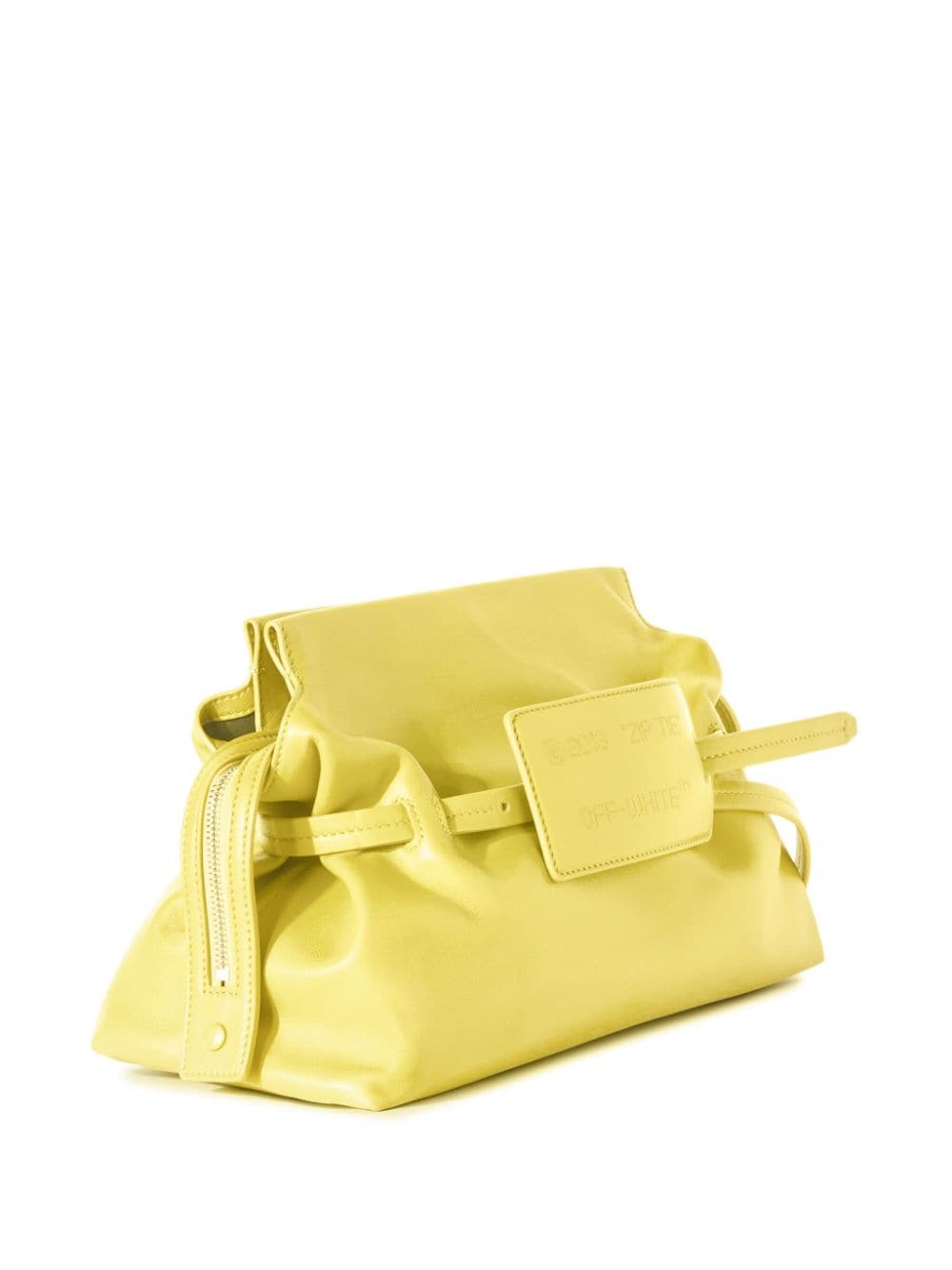 Shop Off-white Zip Tie Leather Clutch Bag In 绿色