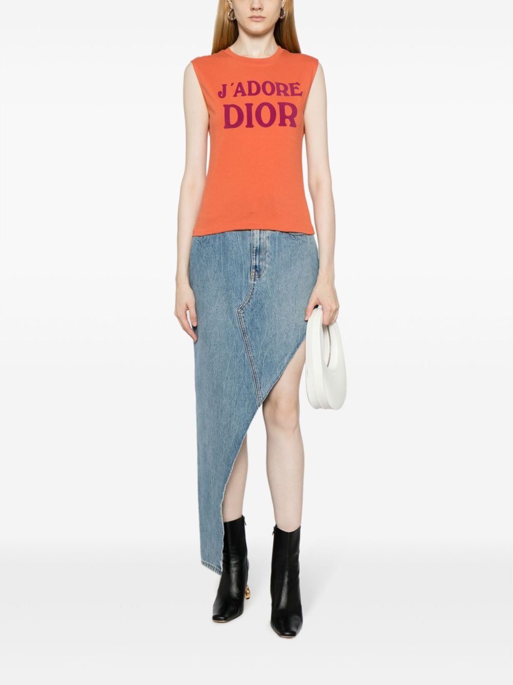 Pre-owned Dior 2002  Slogan-print Tank Top In Orange