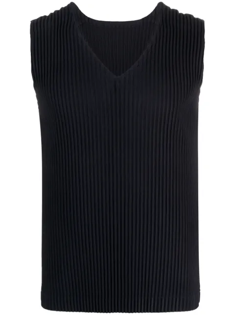 Homme Plissé Issey Miyake V-neck plissé-effect tank top