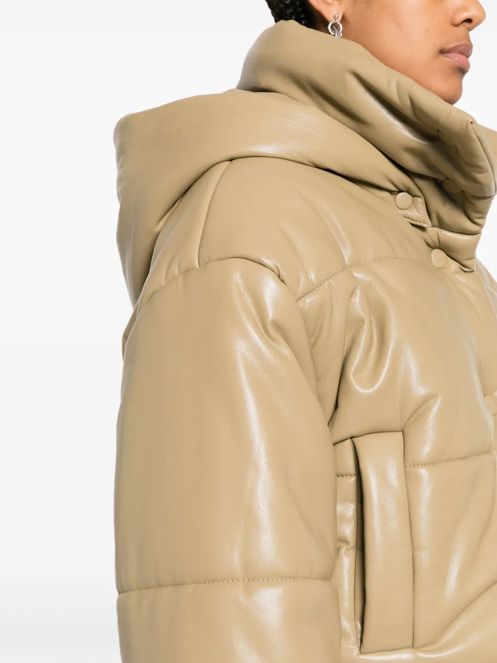 Nanushka hooded cropped puffer jacket Groen