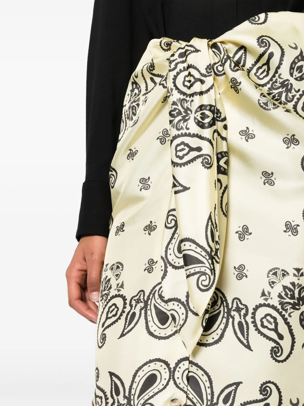 Shop Nanushka Nicolet Paisley-print Midi Skirt In Yellow