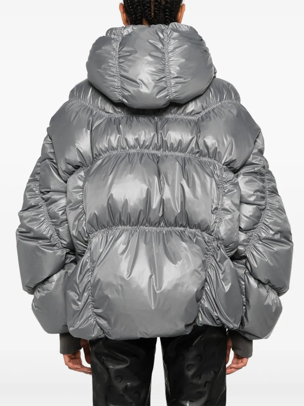 Shop Khrisjoy Iconic Metallic-effect Puffer Jacket In Grey