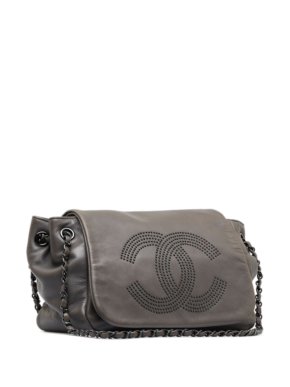 Pre-owned Chanel 2008-2009 Accordion Cc Flap Bag In Grey