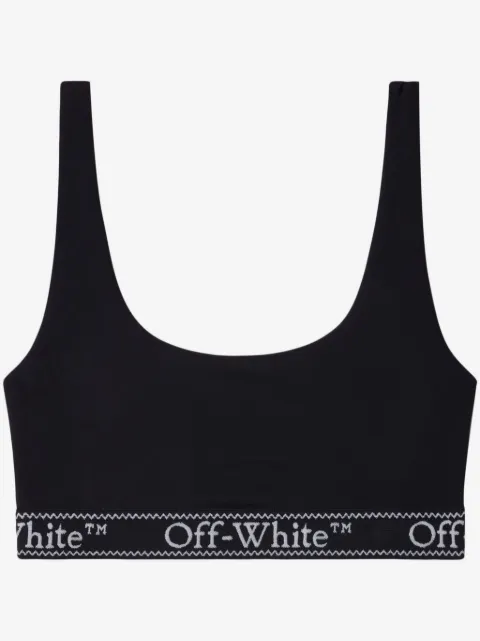 Off-White top corto con banda del logo