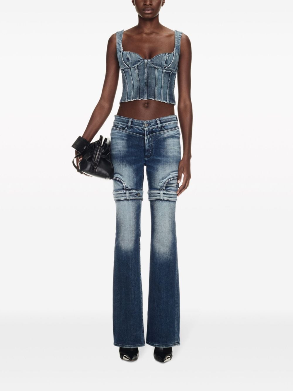 Shop Off-white Upside Down Flared Jeans In Blue