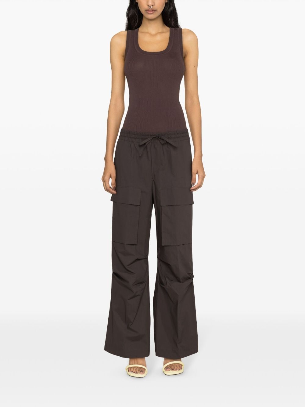 Shop P.a.r.o.s.h Straight-leg Cargo Trousers In Brown