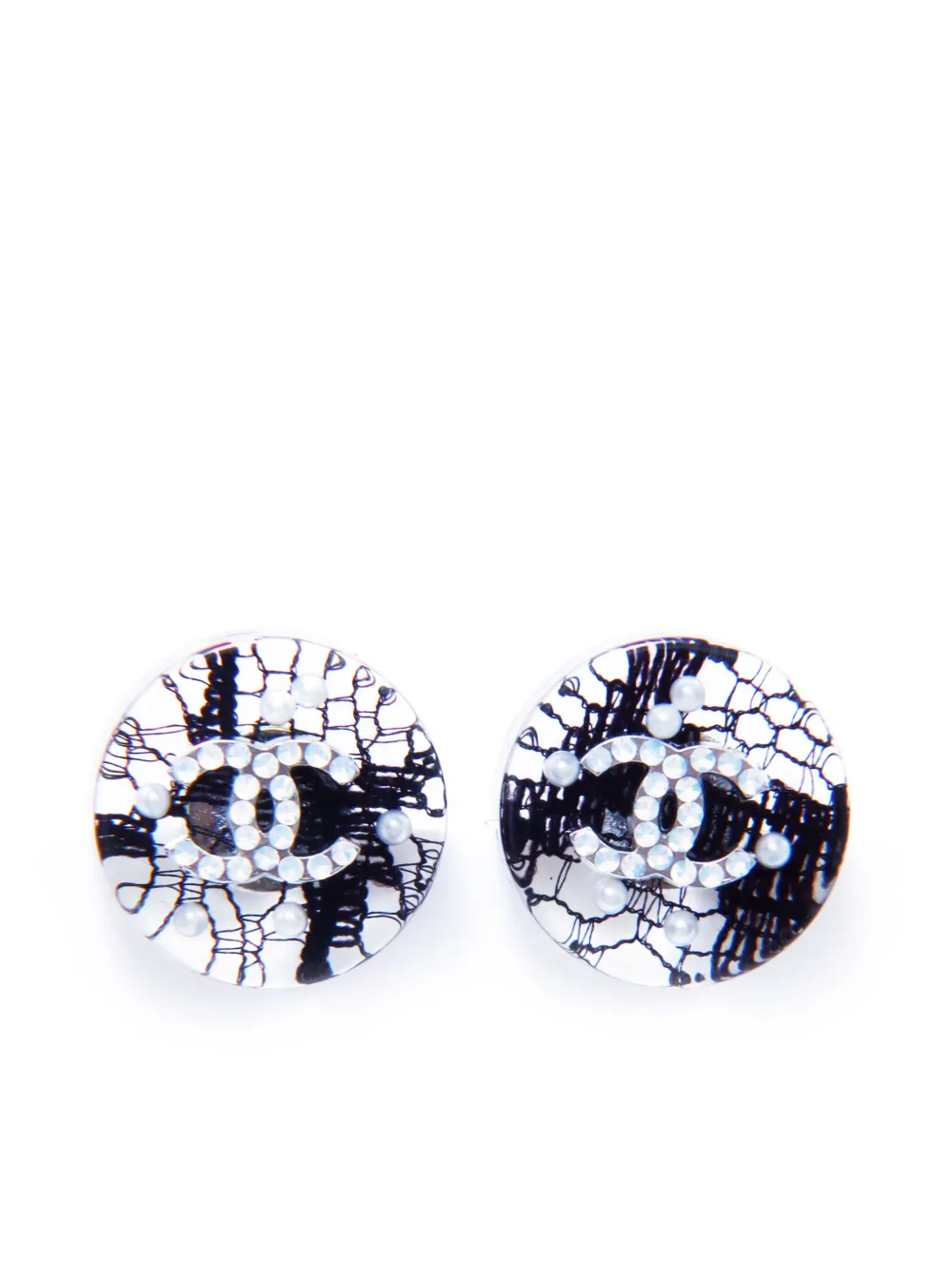 CHANEL Pre-Owned 2013 CC round earrings – Black