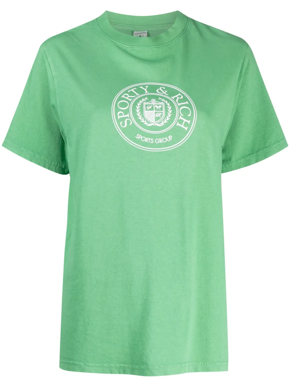 Sporty And Rich Logo-print Cotton T-shirt In Green