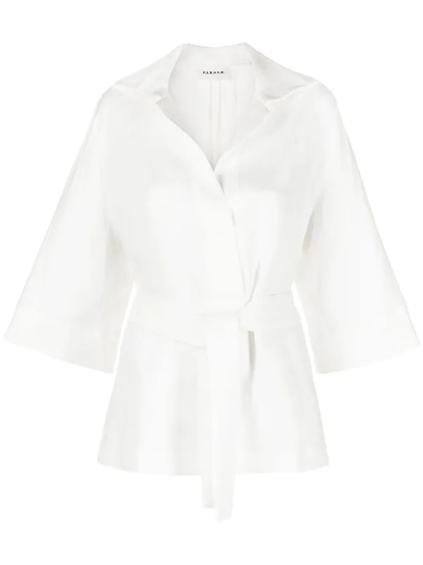 white belted top