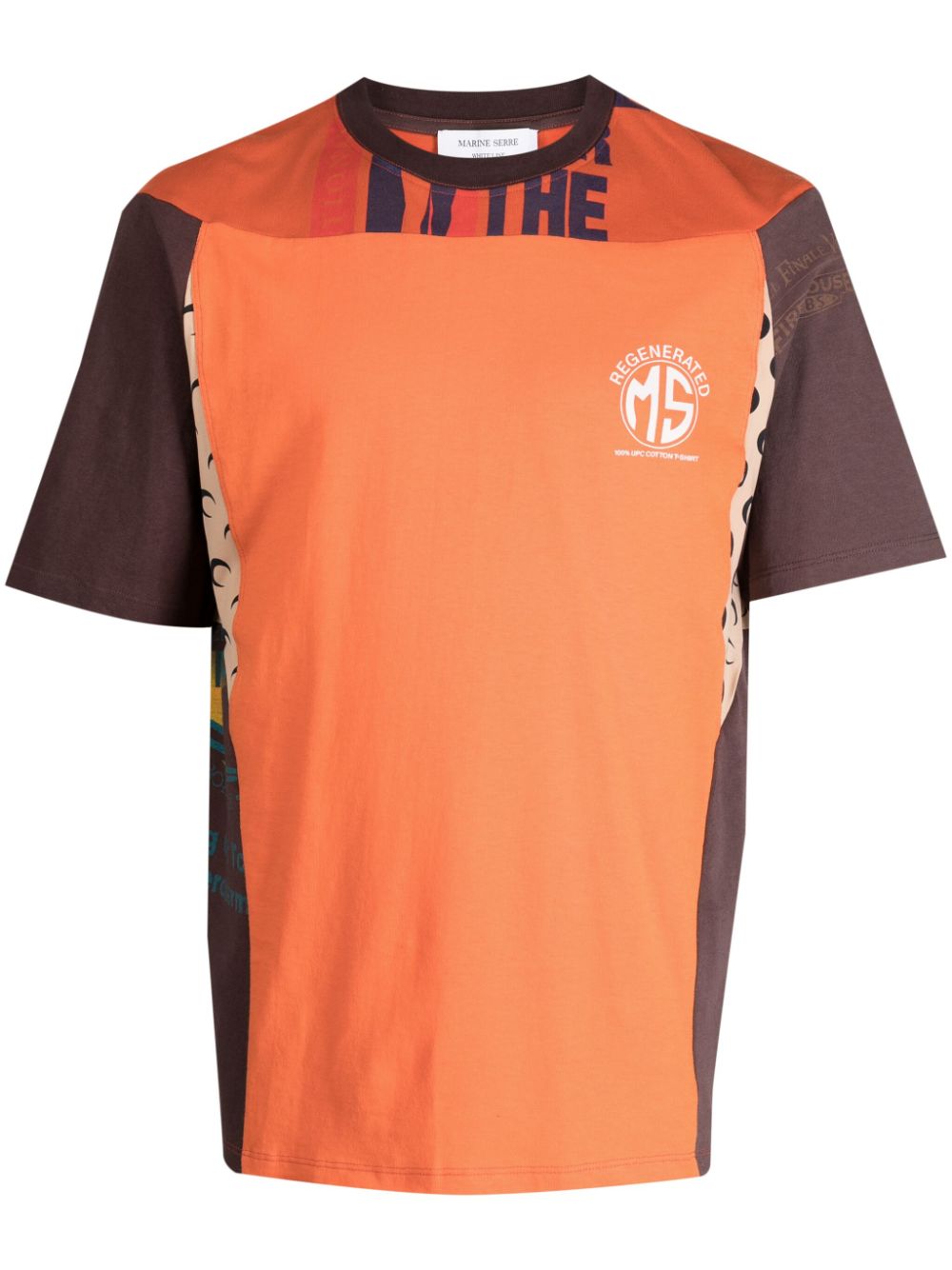 Marine Serre T-shirt met patchwork Oranje