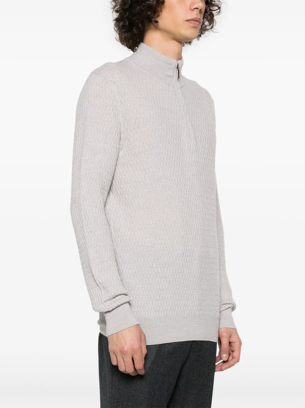 Shop Cruciani Half-zip Wool Jumper In Grey