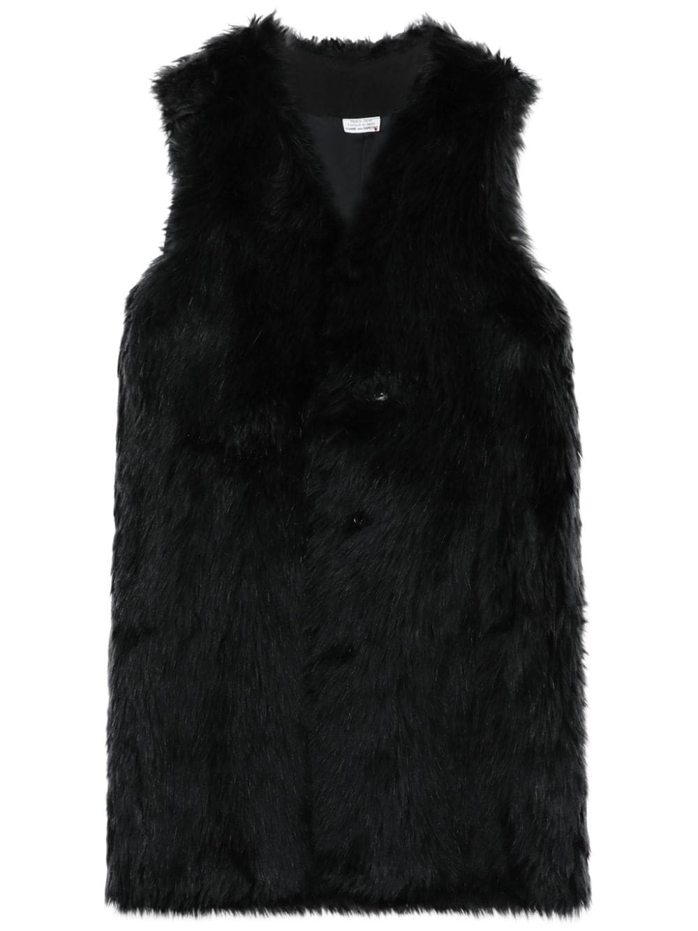 Black Comme Des Garçons Faux-fur Sleeveles Coat In Black