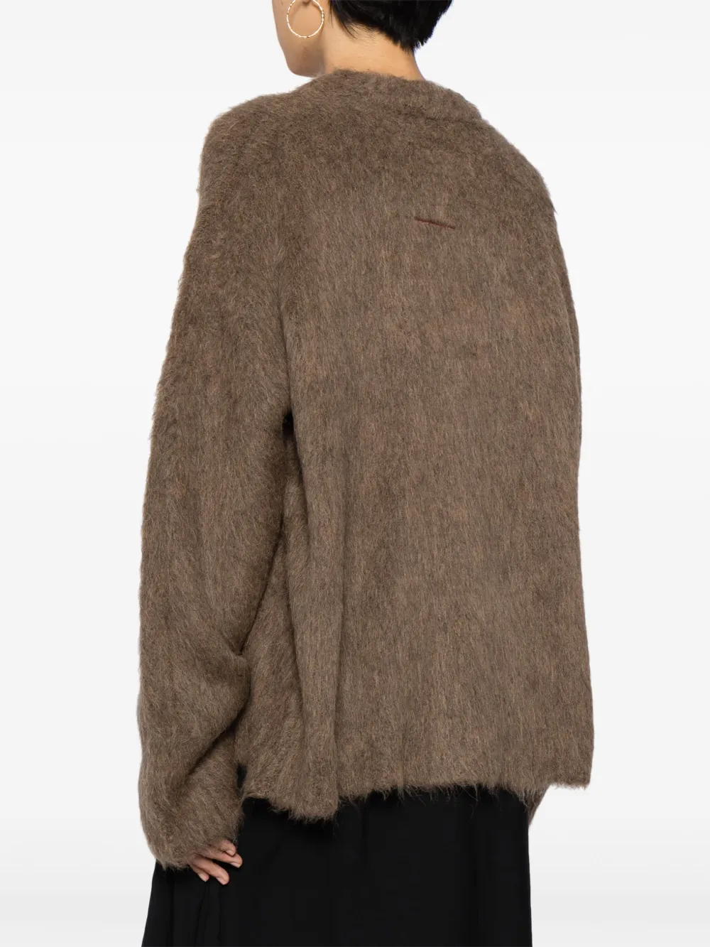 Uma Wang Brushed V-neck Cardigan In Brown