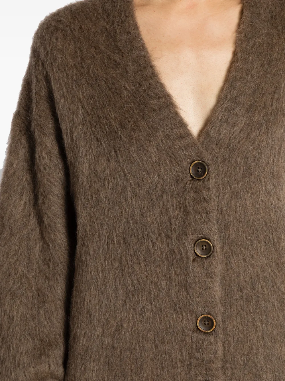 Uma Wang Brushed V-neck Cardigan In Brown