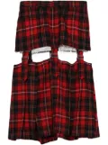 Black Comme Des Garçons tartan pleated midi skirt - Red