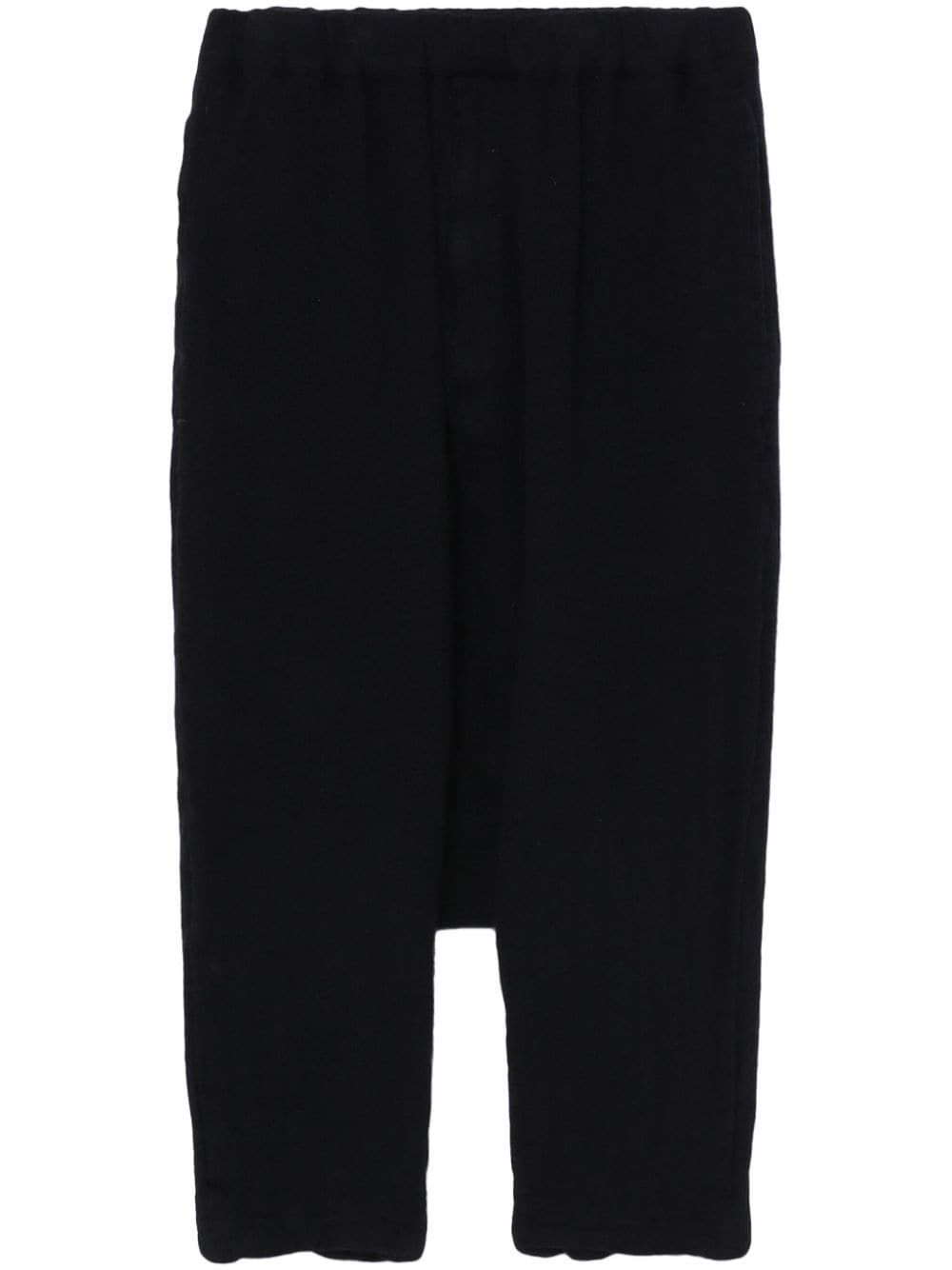 Black Comme Des Garçons Drop-crotch Cropped Trousers In Black