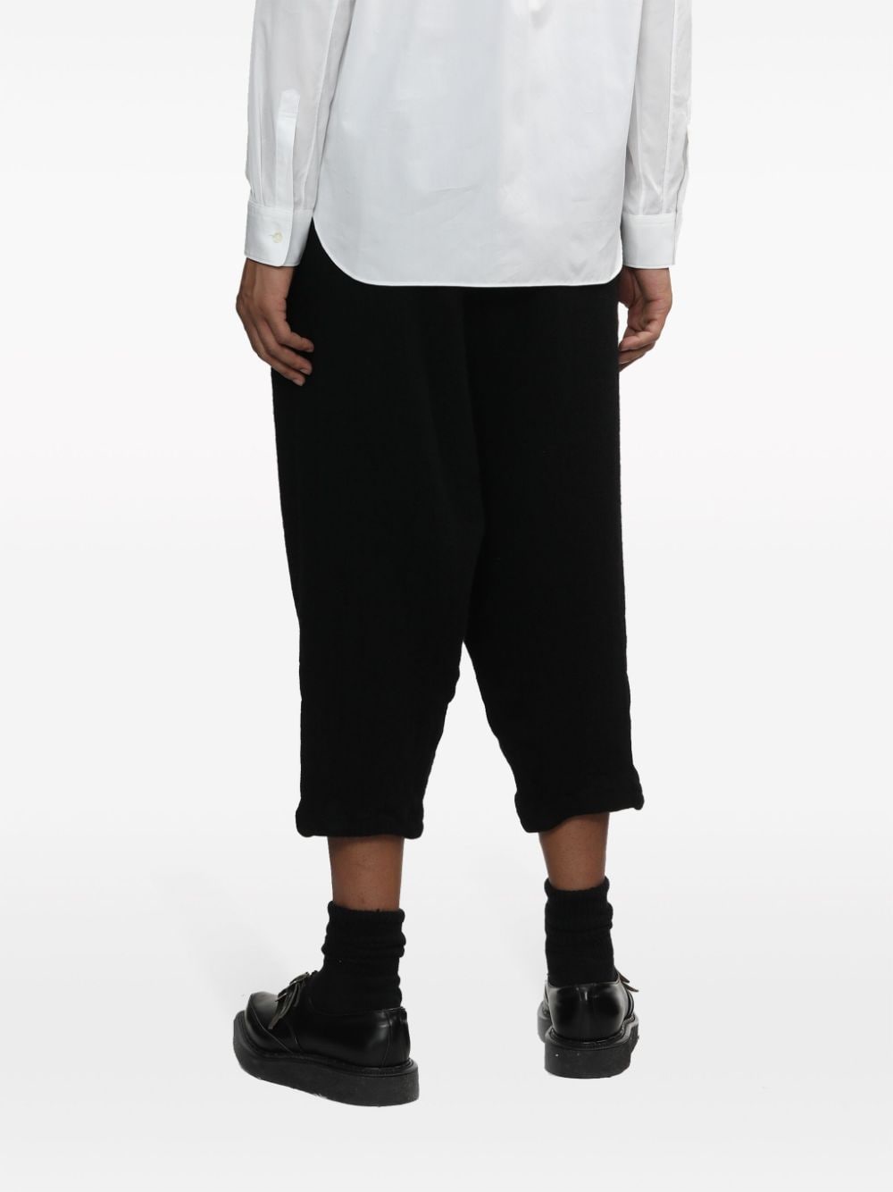 Shop Black Comme Des Garçons Drop-crotch Cropped Trousers In Black